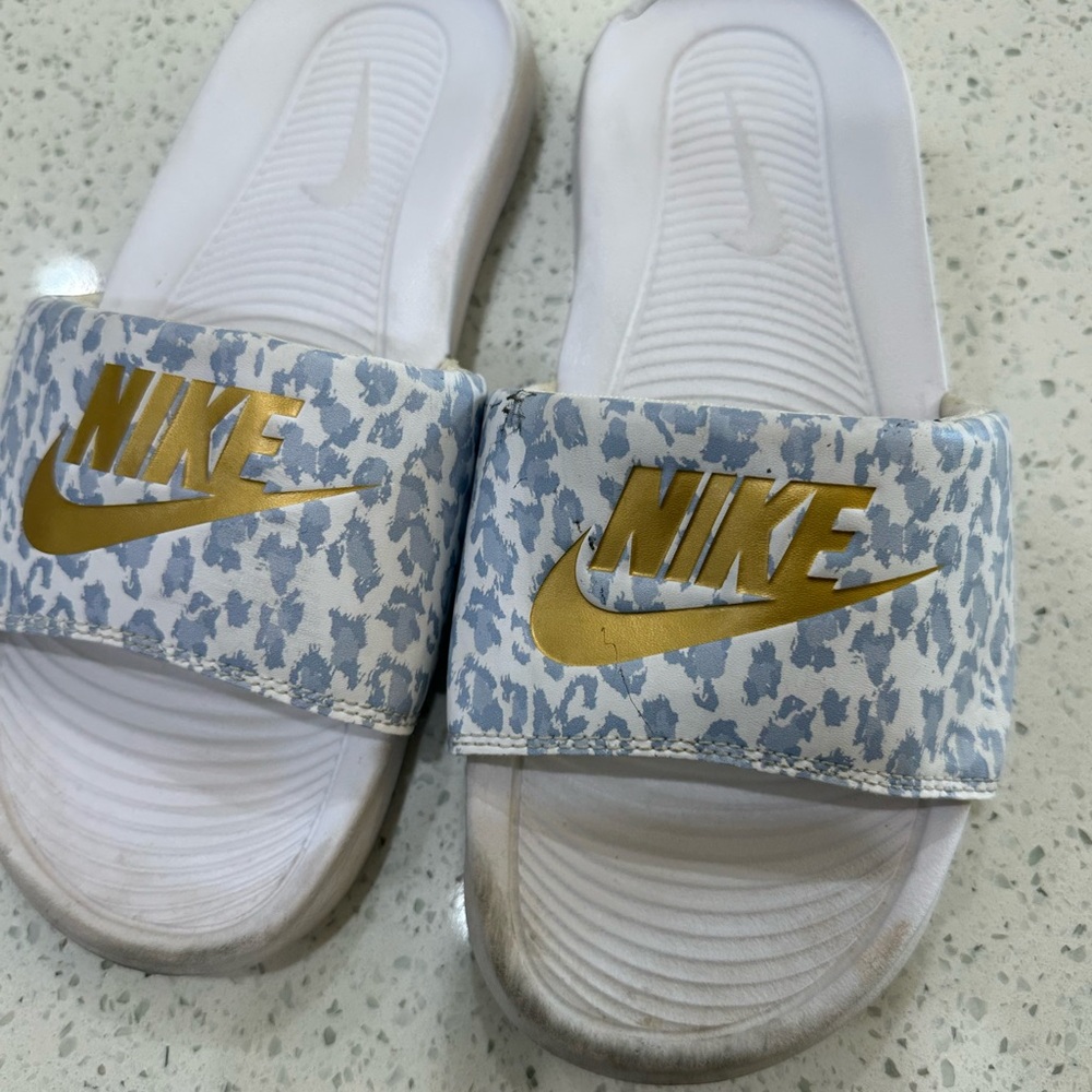 Nike Slide Sandals - Gold and Gray